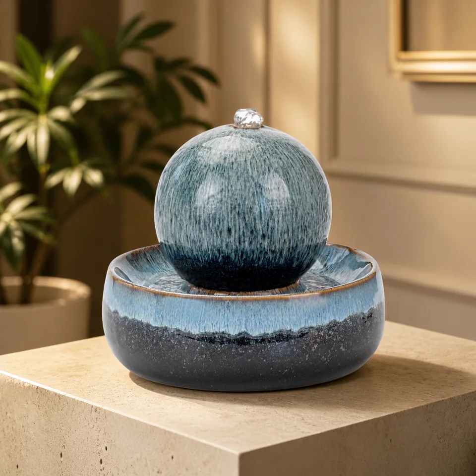 Glazed Sphere Ceramic Fountain water fountain, model LR20083