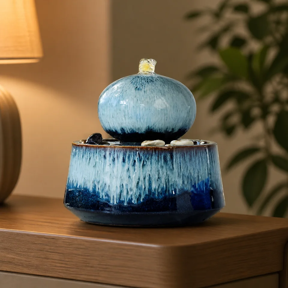 Elevated Orb Ceramic Fountain water fountain, model LR20095